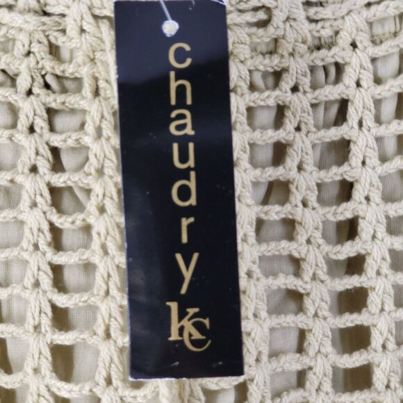 Chaudry KC Womens Bohemian Maxi Skirt Beige Cotton Blend Crochet Waist Size S - Picture 4 of 15